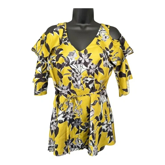 A Pea in the Pod Maternity Cold Shoulder Flare Sleeve Pullover Blouse Size Med - Picture 5 of 11